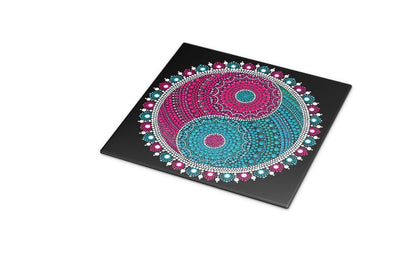 Serene Ying Yang dot mandala art print by Sejal Joshi, 40x40cm