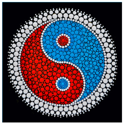Ying Yang original dot mandala painting by Sejal Joshi, acrylic on canvas